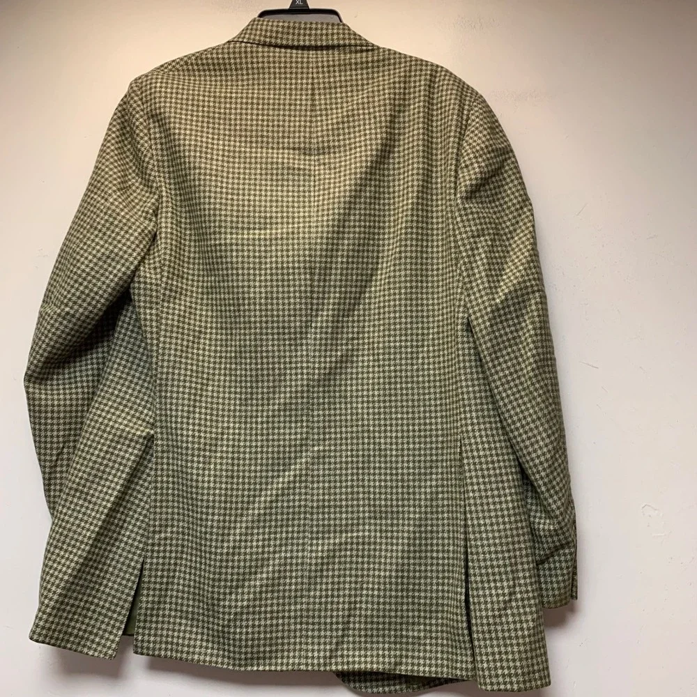 Brooks Brothers 346 Blazer Mens 40R Green Houndstooth Excellent 2-Button Jacket
